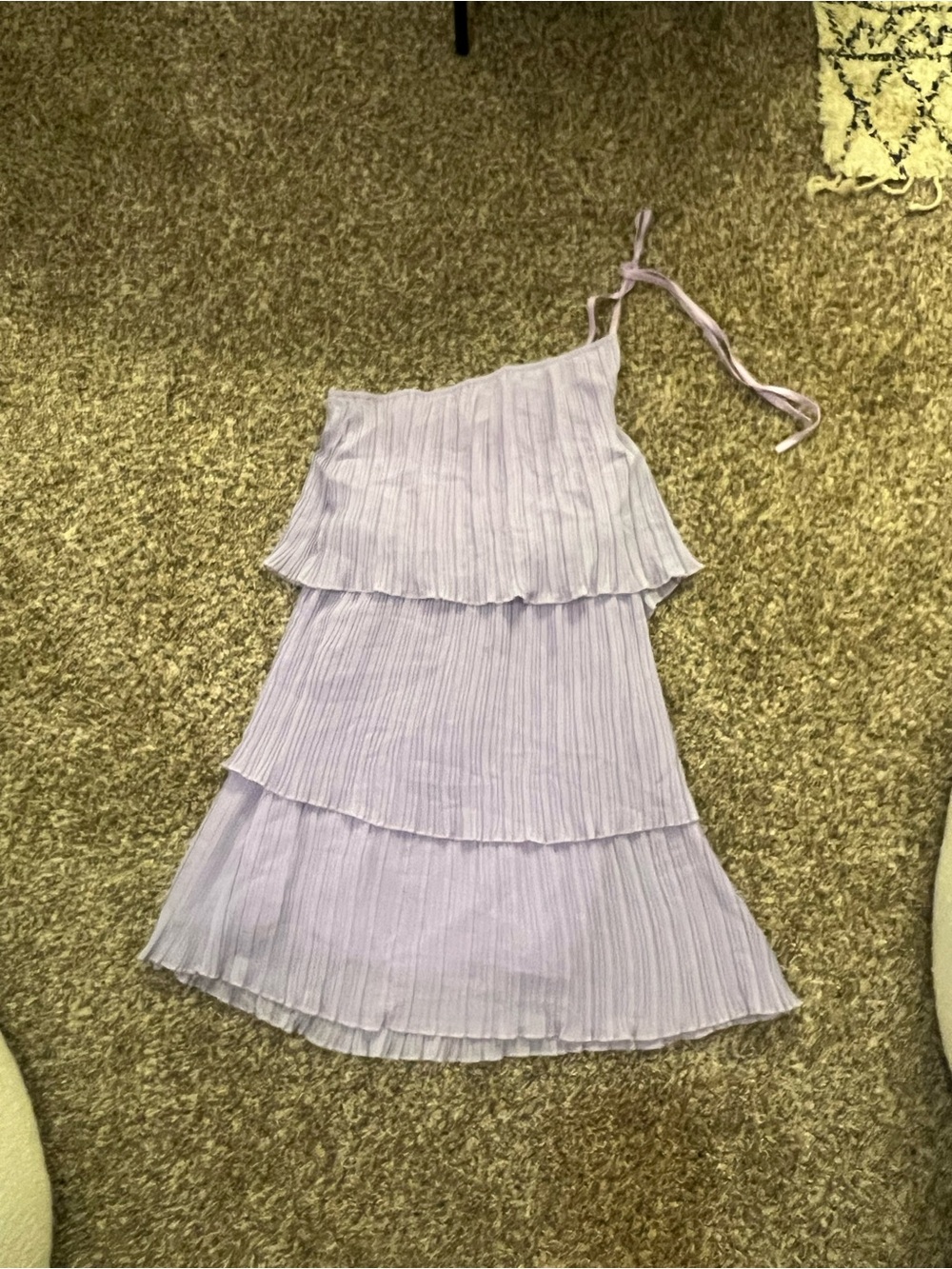Lavender Tiered One-Shoulder Dress